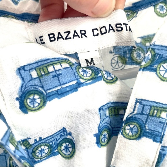 Le Bazar Coastal NWOT VTG Antique Automobile Car Print Cotton Ruffle Dress - Picture 7 of 7